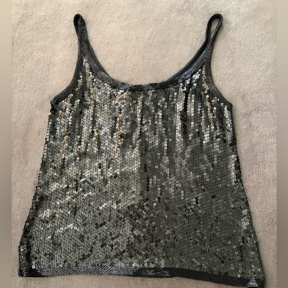 Vintage Riazee Naeem Khan Size M Black Silk Hand Embroidered Beaded Tank Top - Picture 5 of 5